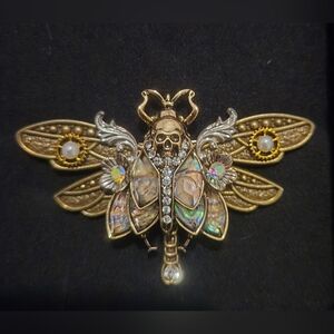 Art Nouveau Death's Head Hawkmoth and Bronze Dragonfly Goth Handmade in England